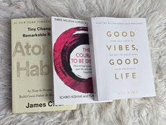 Self Help Book Bundle – Atomic Habit, Courage to Be Disliked & Good Vibes – Personal Growth, Mindset & Positive Habit Building Books Set