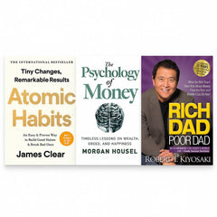 The Psychology of Money & Atomic Habits,Rich Dad Poor DRich Dad Poor Dad,– 3 Book Bundle, Paperback Personal Finance, Money Mindset and Self-Development Collectionad, The Psychology of Money, and Atomic Habits – 3 Book Set (Paperback Collection)