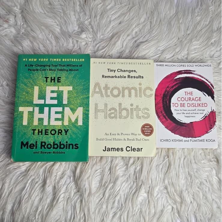 Self Help Book Bundle – Atomic Habits, Courage to Be Disliked & Let Them Theory – Personal Growth, Mindset & Habit Building Books Set for Motivation & Life Improvement