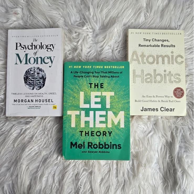 3Self Help Book Bundle – Let Them Theory, Atomic Habit & Psychology of Money – Personal Growth, Mindset & Financial Success Books Set