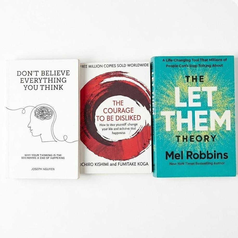Self Help Book Bundle – Don’t Believe Everything, Courage to Be Disliked & Let Them Theory – Personal Growth, Mindset & Psychology Books Set for Motivation & Life Improvement