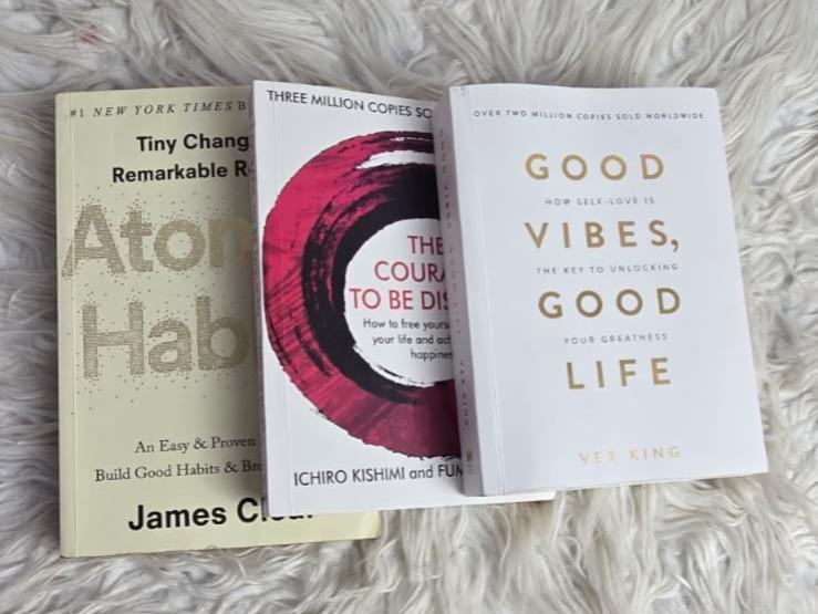 Self Help Book Bundle – Atomic Habit, Courage to Be Disliked & Good Vibes – Personal Growth, Mindset & Positive Habit Building Books Set