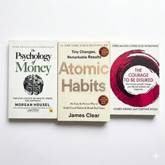 3 Self Help Books Bundle+The Psychology of Money+Atomic Habits & The Courage to Be Disliked | Finance, Habits & Mindset Improvement Collection
