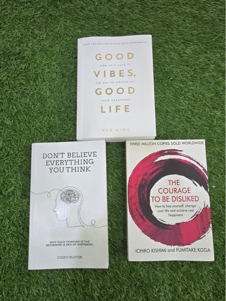 Self Help Book Bundle – Good Vibes, Courage to Be Disliked & Don’t Believe Everything – Mindset, Positivity & Personal Growth Books Set
