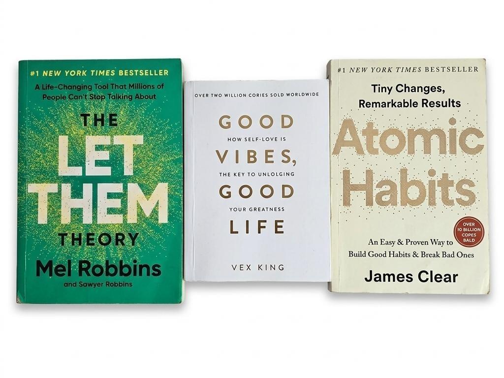 3 Book Self Help Bundle – Let Them Theory + Good Vibes + Atomic Habit – Mindset & Personal Growth