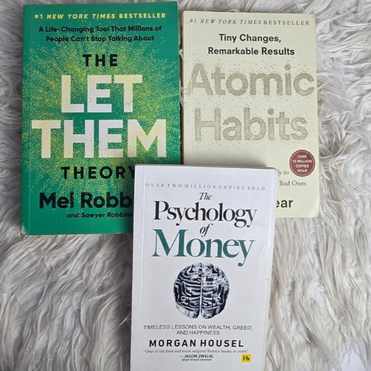 3Self Help Book Bundle – Let Them Theory, Atomic Habit & Psychology of Money – Personal Growth, Mindset & Financial Success Books Set