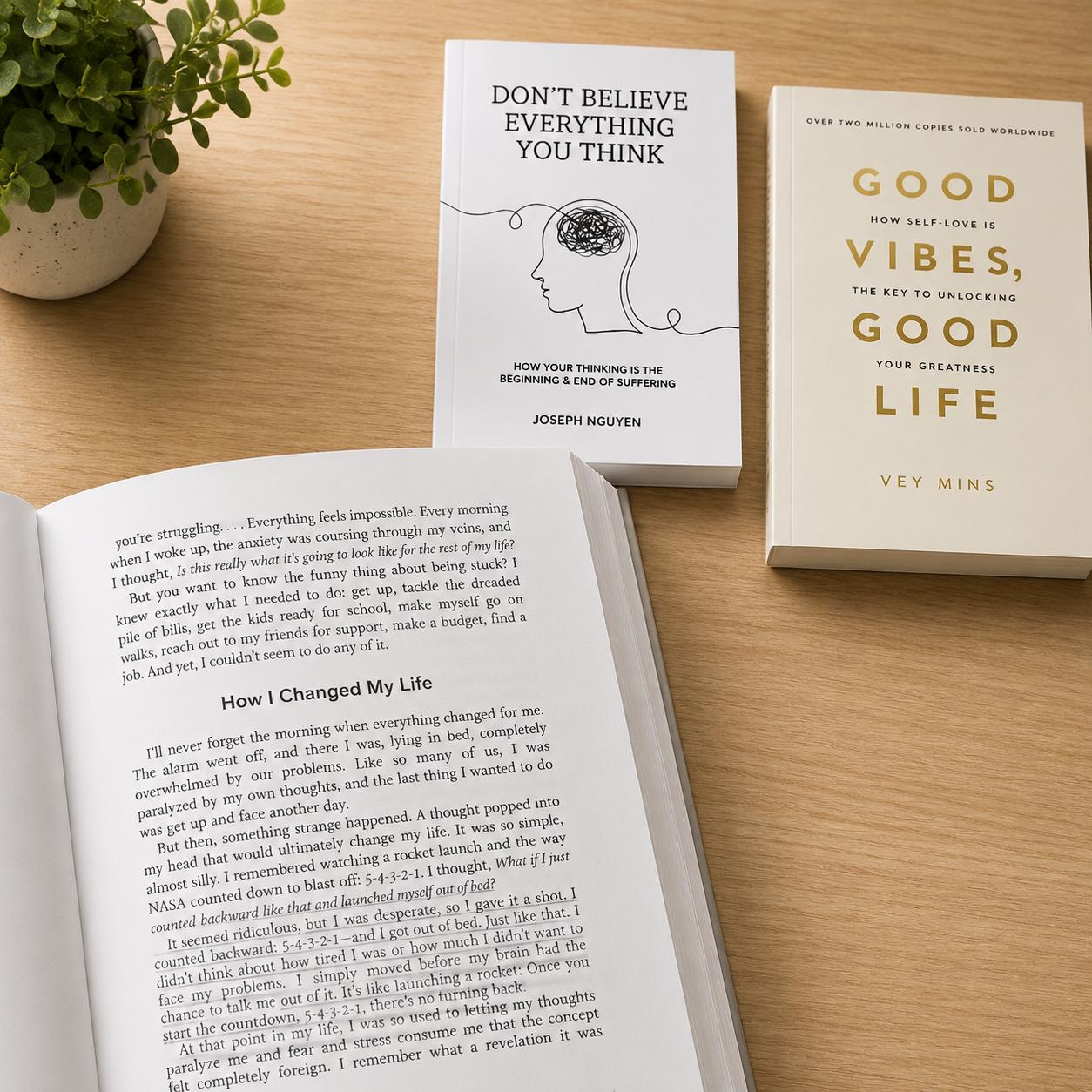 Self Help Book Bundle– Good Vibes Good Life, Let Them Theory & Don’t Believe Everything You Think | Mindset, Confidence & Emotional Growth Collection