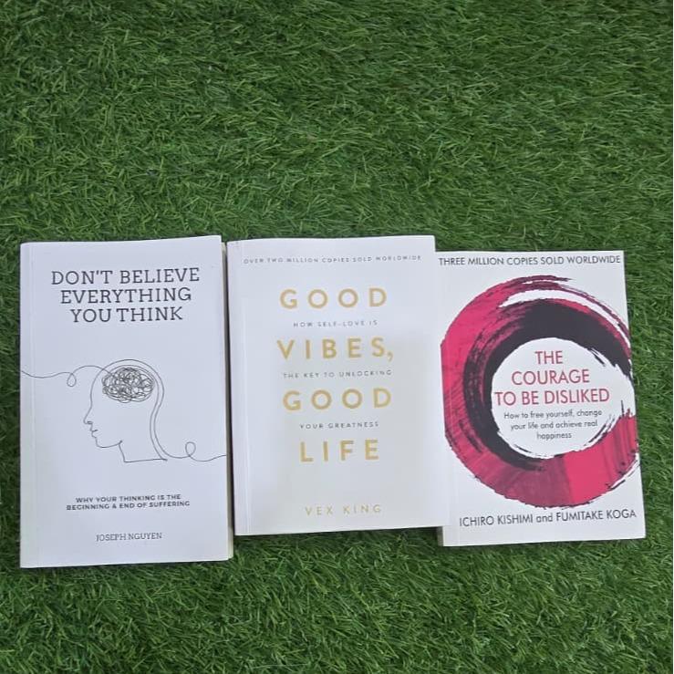 Self Help Book Bundle – Good Vibes, Courage to Be Disliked & Don’t Believe Everything – Mindset, Positivity & Personal Growth Books Set