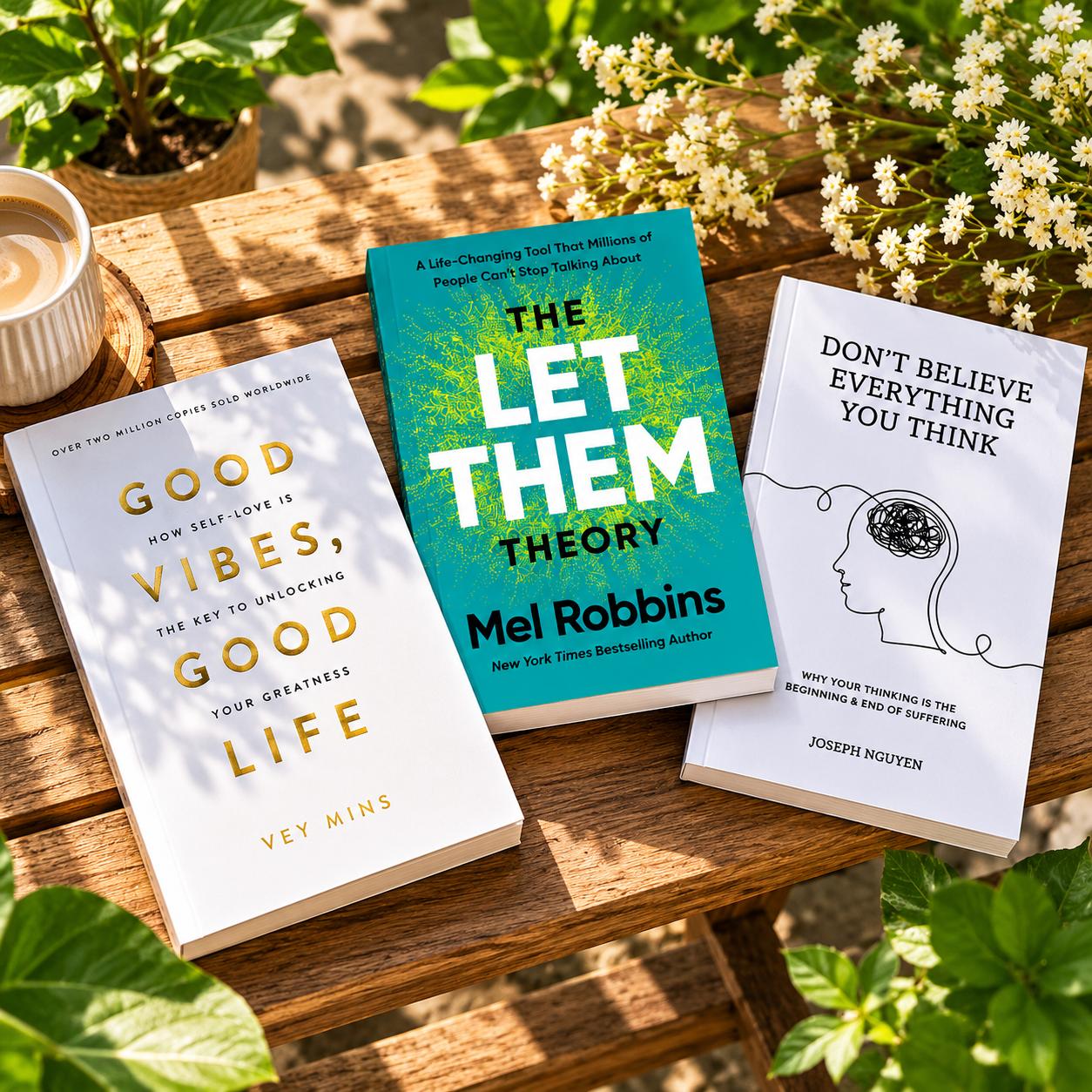Self Help Book Bundle– Good Vibes Good Life, Let Them Theory & Don’t Believe Everything You Think | Mindset, Confidence & Emotional Growth Collection