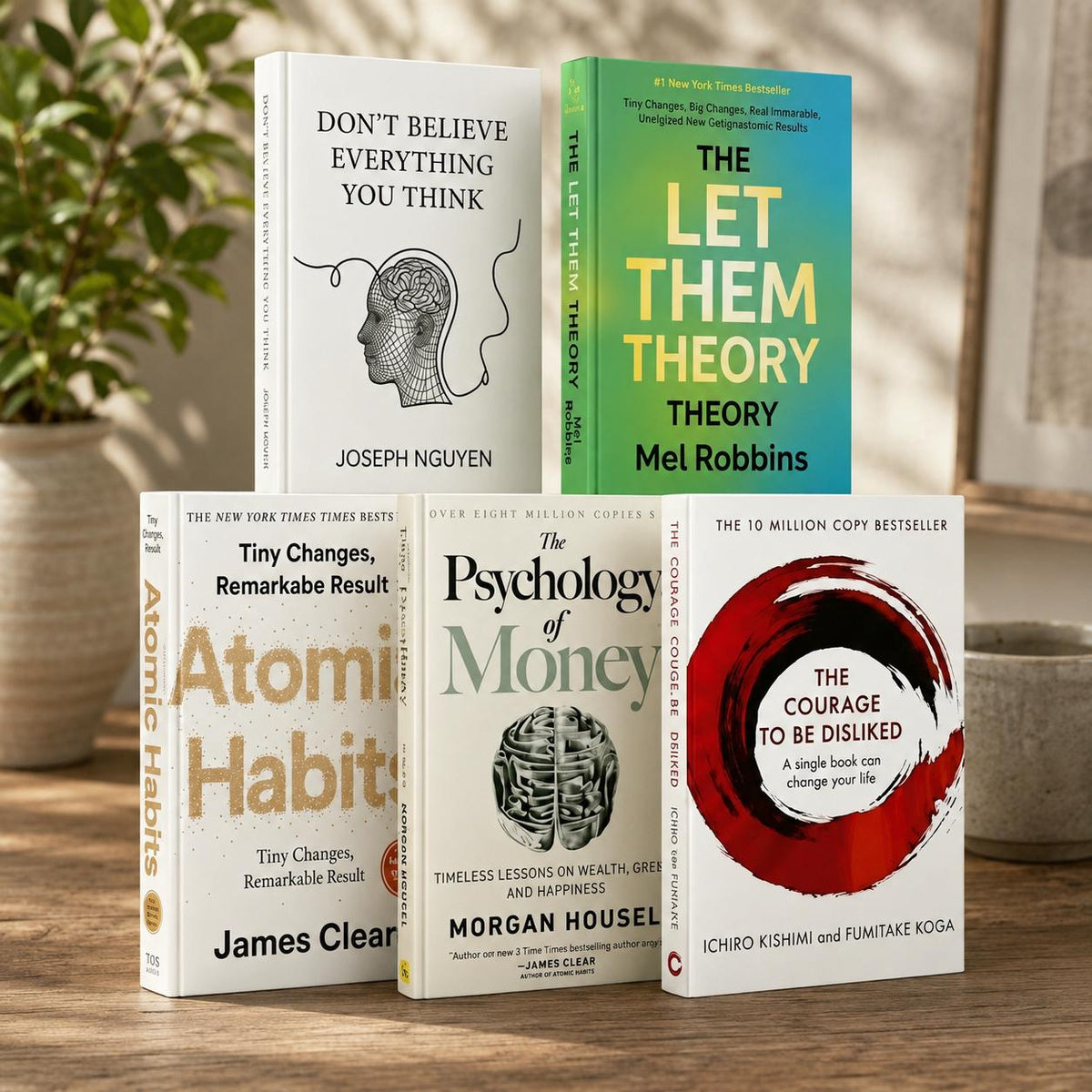 5 Bestselling Self Help Book Bundle for Mindset, Personal Growth, Money Habits and Positive Thinking, Let Them Theory, Atomic Habits, Psychology of Money, Don’t Believe Everything You Think, The Courage to Be Disliked