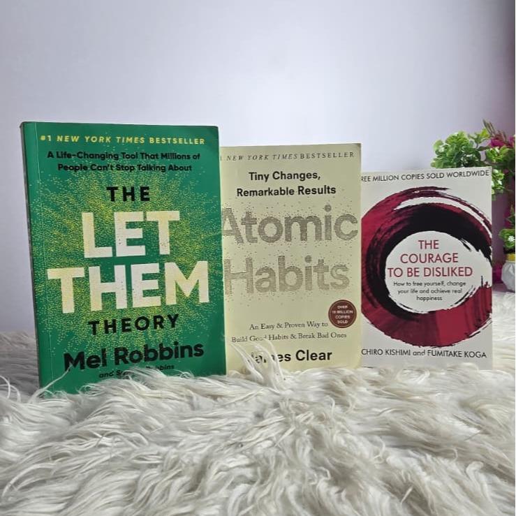 Self Help Book Bundle – Atomic Habits, Courage to Be Disliked & Let Them Theory – Personal Growth, Mindset & Habit Building Books Set for Motivation & Life Improvement