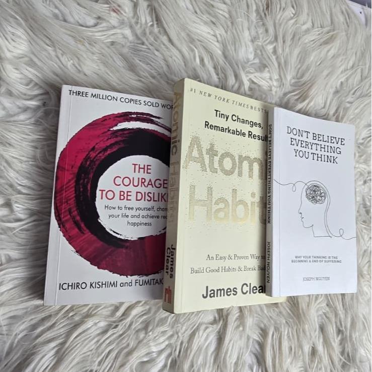 3Self Help Book Bundle – Courage to Be Disliked, Atomic Habit & Don’t Believe Everything – Personal Growth, Mindset & Habit Building Books Set