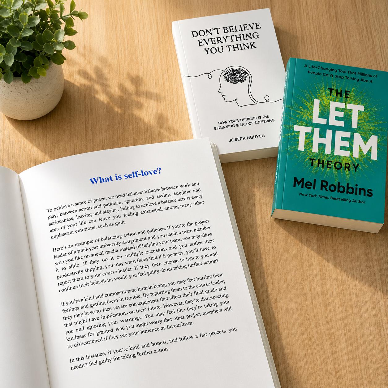 Self Help Book Bundle– Good Vibes Good Life, Let Them Theory & Don’t Believe Everything You Think | Mindset, Confidence & Emotional Growth Collection