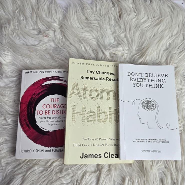 3Self Help Book Bundle – Courage to Be Disliked, Atomic Habit & Don’t Believe Everything – Personal Growth, Mindset & Habit Building Books Set