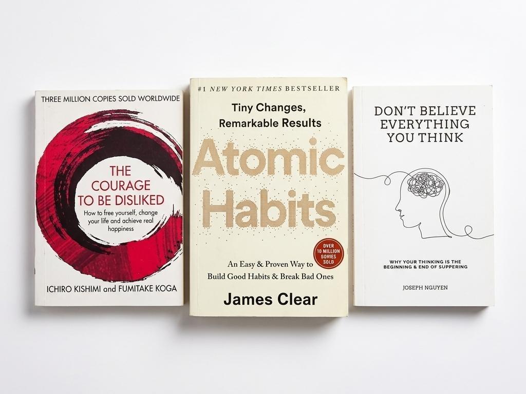 3Self Help Book Bundle – Courage to Be Disliked, Atomic Habit & Don’t Believe Everything – Personal Growth, Mindset & Habit Building Books Set