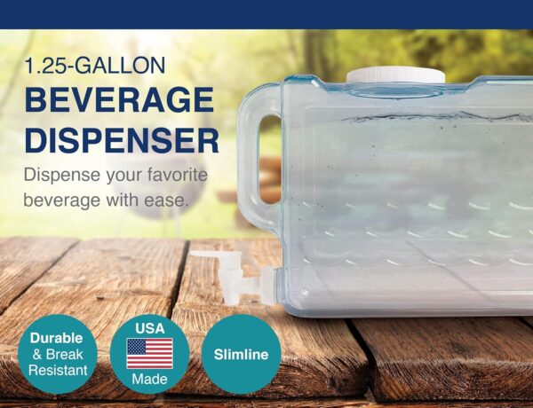 Arrow Home Products Slimline Drink Dispenser for Fridge, 1.25 Gallons - Plastic Beverage Dispenser with Spigot for Easy Dispensing - Image 7