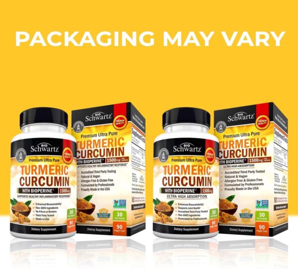 Turmeric Curcumin with Black Pepper Extract 1500mg - High Absorption Ultra Potent Turmeric Supplement with 95% Curcuminoids and BioPerine - Non GMO Turmeric Capsules for Joint Support - 90 Capsules - Image 5
