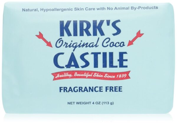 Kirk's Original Coco Castile Bar Soap Fragrance Free 4 Ounces (5 Pack)