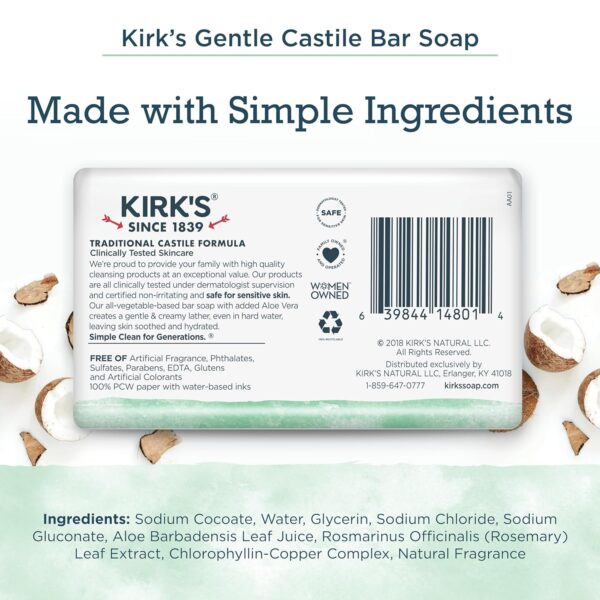 Kirk's Gentle Castile Soap - Soothing Aloe Vera, 3 Count - Image 7
