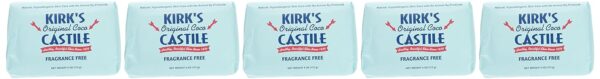 Kirk's Original Coco Castile Bar Soap Fragrance Free 4 Ounces (5 Pack) - Image 2