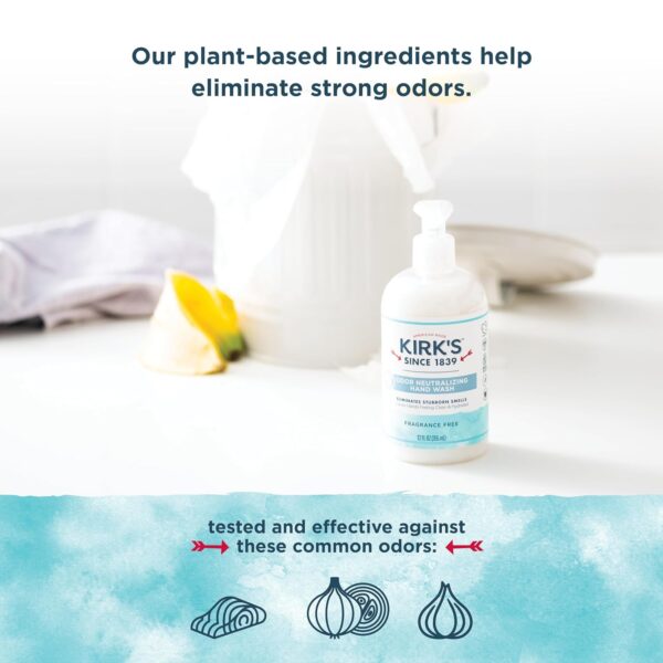 Kirk's Odor-Neutralizing Unscented Natural Hand Soap Castile Liquid Soap Pump Bottle | Moisturizing & Hydrating Kitchen Hand Wash | 12 Fl Oz. Bottle - Image 5