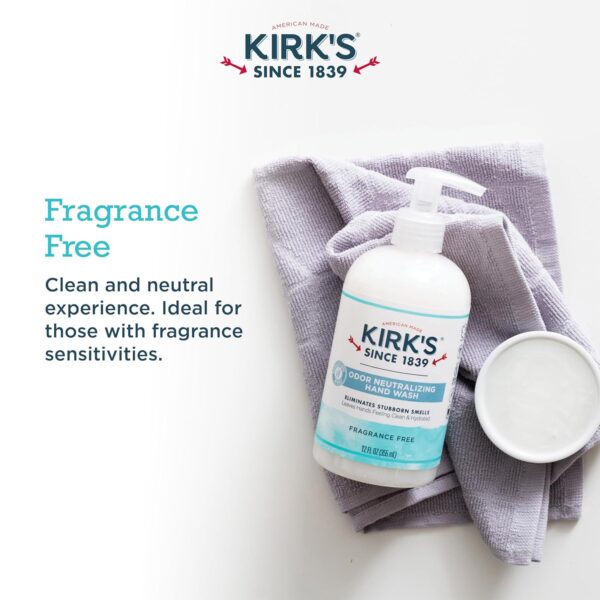 Kirk's Odor-Neutralizing Unscented Natural Hand Soap Castile Liquid Soap Pump Bottle | Moisturizing & Hydrating Kitchen Hand Wash | 12 Fl Oz. Bottle - Image 4