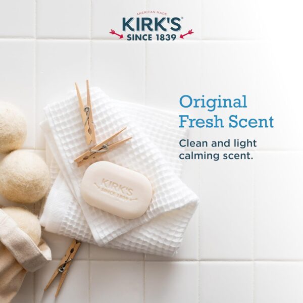 Kirk's Castile Bar Soap Clean Soap for Men, Women & Children| Premium Coconut Oil | Sensitive Skin Formula, Vegan | Original Fresh Scent | 4 oz. Bars - 5 Pack - Image 4