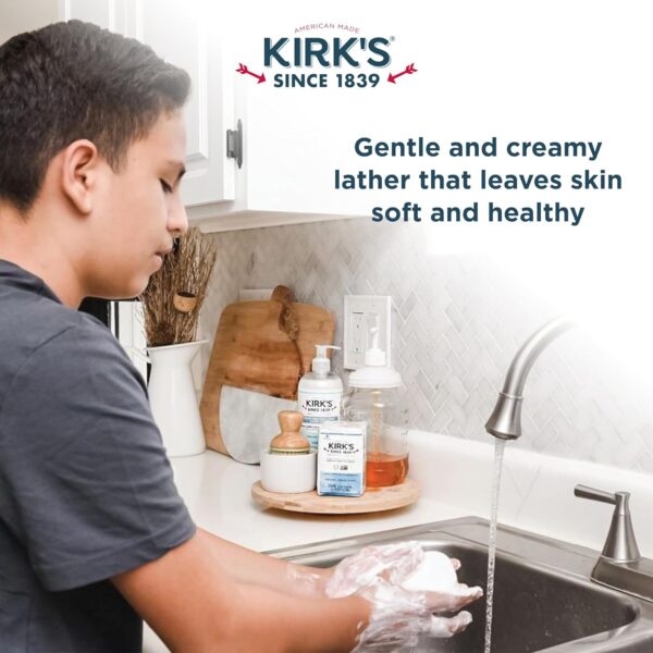 Kirk's Castile Bar Soap Clean Soap for Men, Women & Children| Premium Coconut Oil | Sensitive Skin Formula, Vegan | Original Fresh Scent | 4 oz. Bars - 5 Pack - Image 3