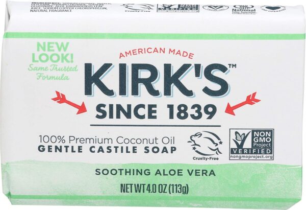 Kirk's Original Coco Castile Bar Soap Soothing Aloe Vera 4 Ounces