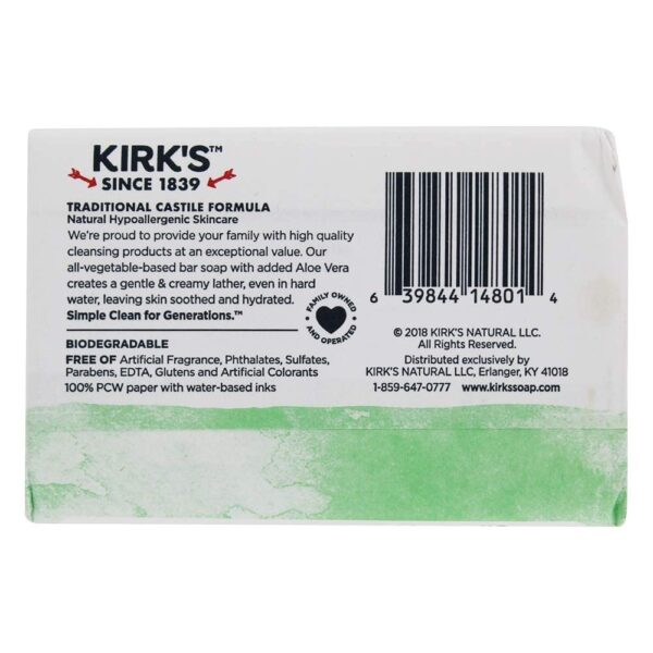Kirk's Original Coco Castile Bar Soap Soothing Aloe Vera 4 Ounces - Image 6