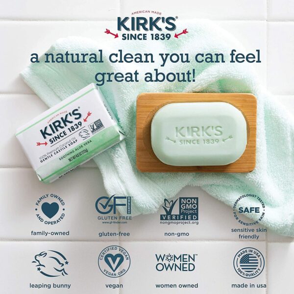 Kirk's Original Coco Castile Bar Soap Soothing Aloe Vera 4 Ounces - Image 4