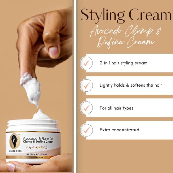 Bounce Curl Avocado & Rose Oil Clump & Define Cream for Curly Frizzy Hair - Image 2