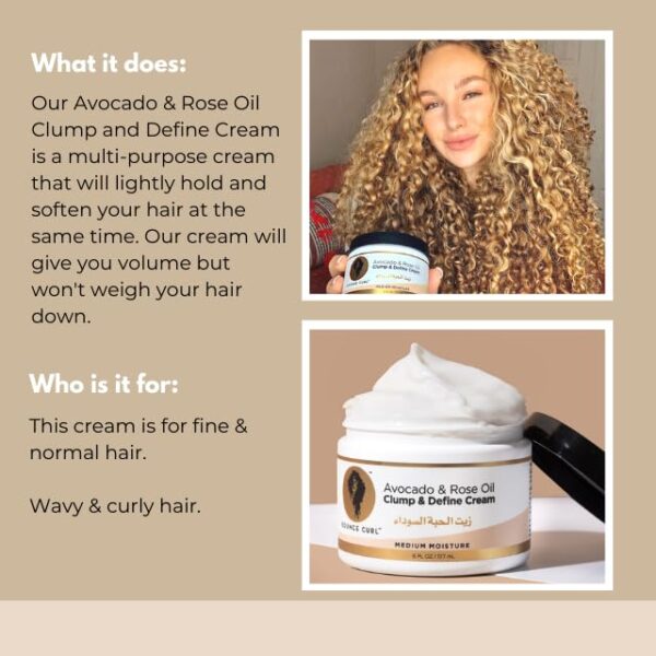 Bounce Curl Avocado & Rose Oil Clump & Define Cream for Curly Frizzy Hair - Image 3