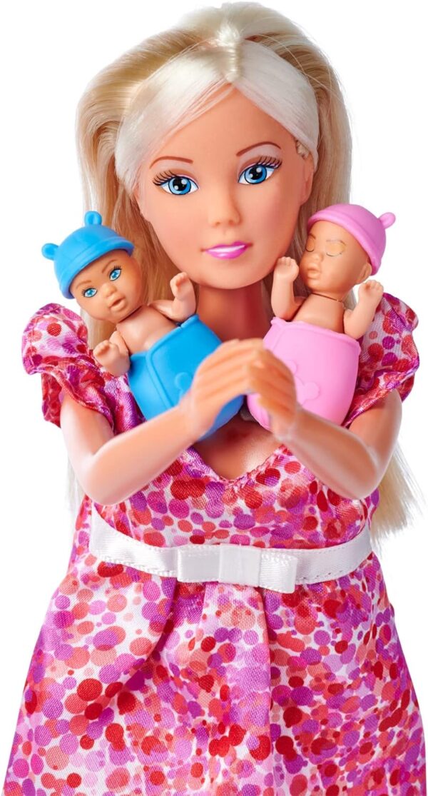 Simba 105733588 - Steffi Love Baby Surprise, Pregnant Doll with Baby Surprise, Boy, Girl, Twins, 3 Assorted Designs, Only One Item Supplied, Over 11 Pieces, 29 cm, from 3 Years - Image 4