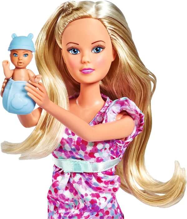 Simba 105733588 - Steffi Love Baby Surprise, Pregnant Doll with Baby Surprise, Boy, Girl, Twins, 3 Assorted Designs, Only One Item Supplied, Over 11 Pieces, 29 cm, from 3 Years - Image 5