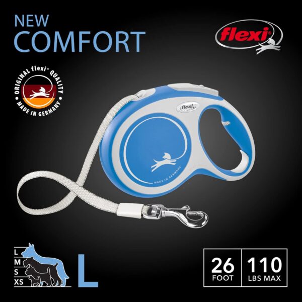 FLEXI New Comfort Retractable Dog Leash (Tape), for Dogs Up to 110 lbs, 26 ft, Large, Blue/Pastel - Image 2