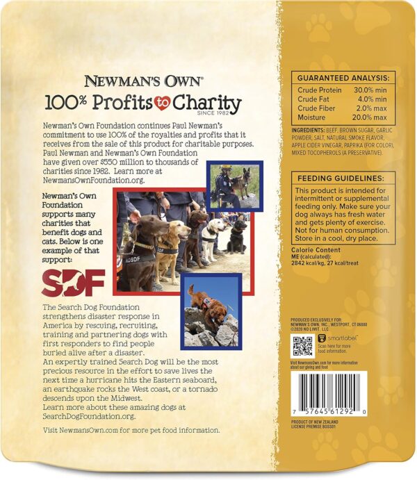 Newman's Own Beef Jerky Treats for Dogs, Original Recipe, 14 oz Bag - Image 3